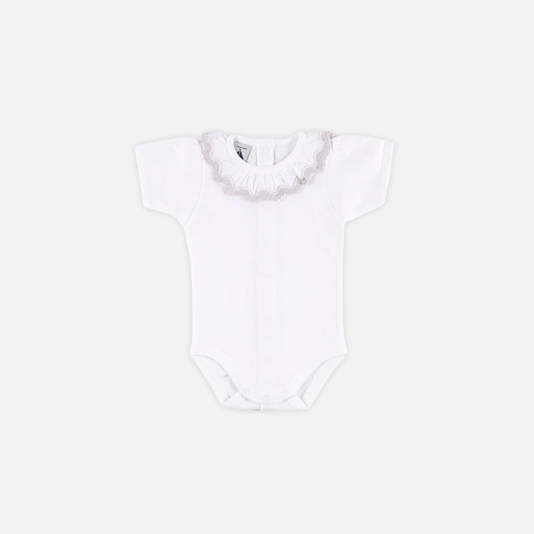 Short Sleeve Frilled Neck Bodysuit